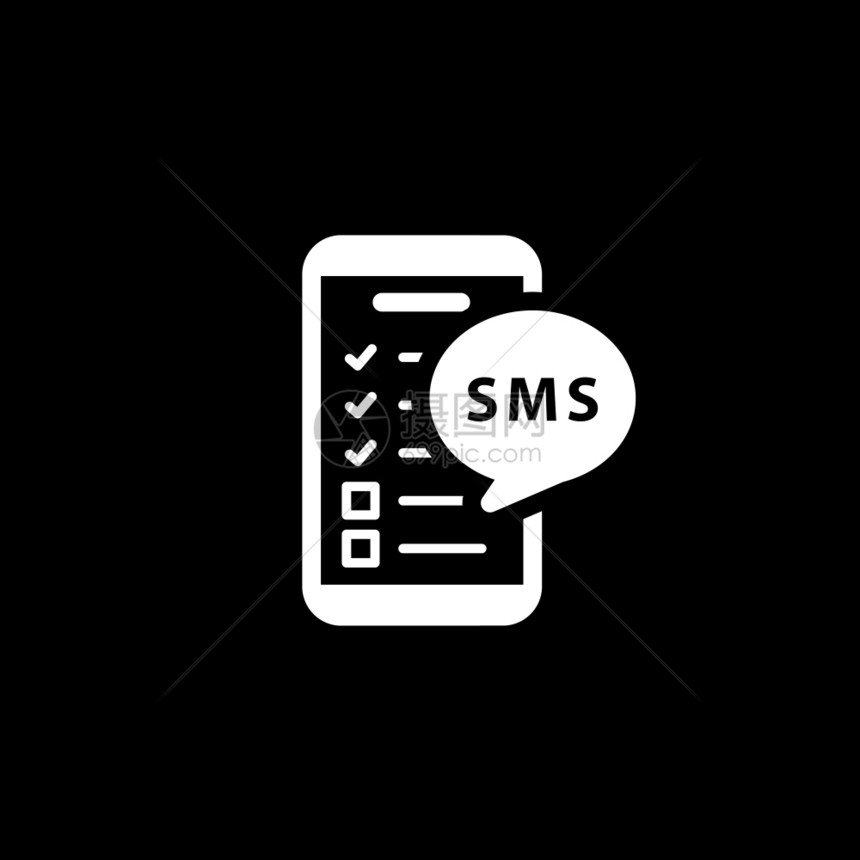 短消息和医疗服务图标的提醒平板设计带复选框和短消息泡沫的孤立智能手机图片