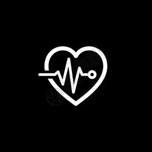 心电图和医疗服务标平面设计心脏与电图隔离图片
