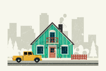 特克斯八卦城私人住宅带有石器的住宅现代私人的矢量插图插画