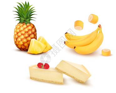 香蕉特写不同的水果插画