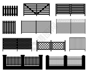 围栏网栅栏的轮廓黑色轮廓简单的矢量图标插画