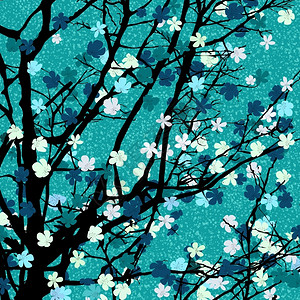 用于打印的春季主题花树背景背景图片