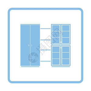 办公室内阁图标蓝框设计矢量图解图片