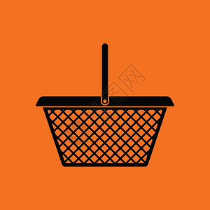 空篮子超市的篮子图标橙色背景黑矢量插图插画