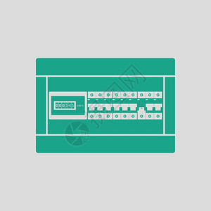 安装程序电路断器框图标绿色的灰背景矢量插图插画