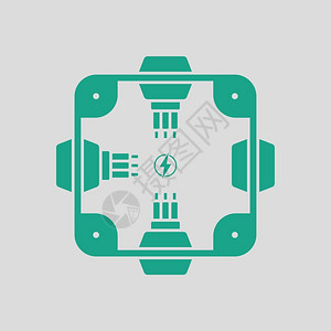 电气连接框图标绿色的灰背景矢量插图图片