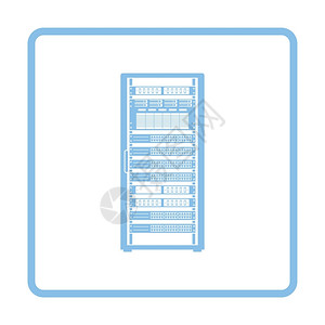 服务器架图标蓝框设计矢量图示图片