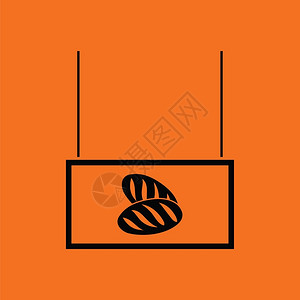 面包市场部图标橙色背景黑矢量插图插画