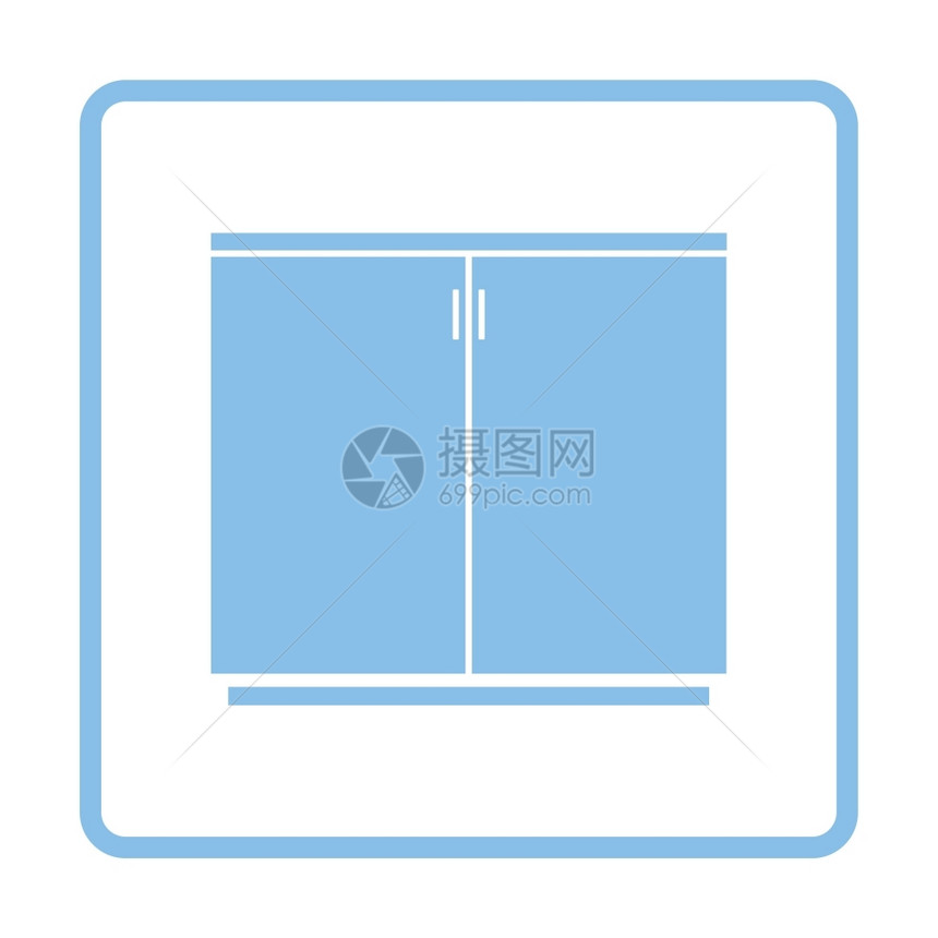 办公室内阁图标蓝框设计矢量图解图片