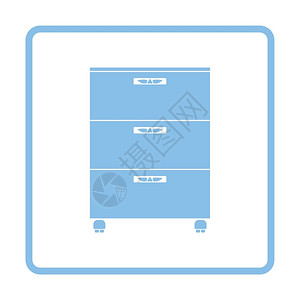 办公室内阁图标蓝框设计矢量图解图片