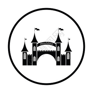 黑色城堡公园入口图标设计插画