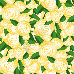 黄玫瑰的布束随机无缝模式新鲜花草背景黄玫瑰无缝模式的布束图片