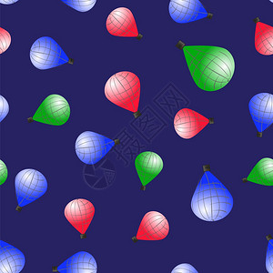 蓝色背景的平流层气球无缝模式色彩平流层气球无缝模式图片