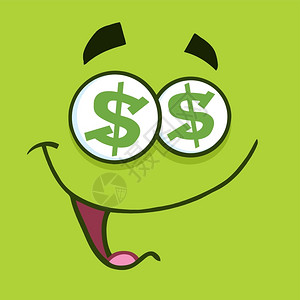 绿色美元卡通表情插画