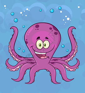 水下游泳的紫色章鱼图片