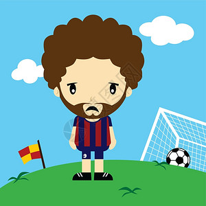 巴塞罗那足球场有趣的足球运动员联盟插画