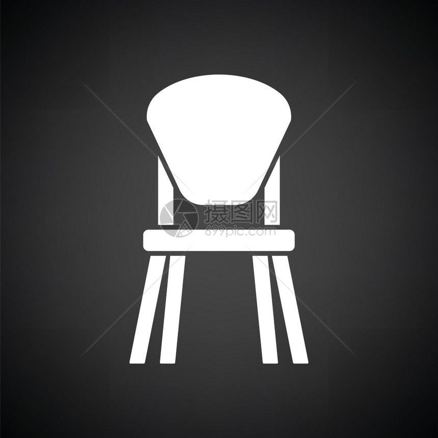 儿童椅子图标黑色背景白矢量插图图片