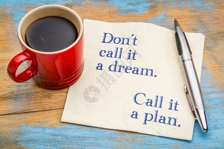 不要把它称为梦计划手写在餐巾纸上加一杯咖啡图片