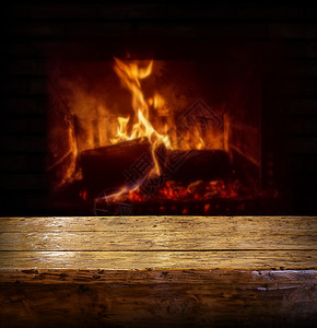 旧木板和壁炉背景着火背景图片