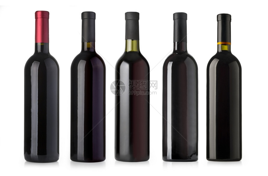 红葡萄酒和白背景隔绝的瓶子图片