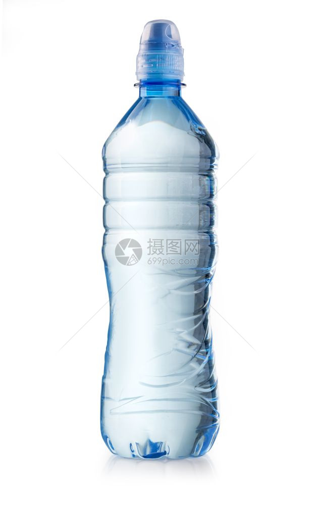 白色背景与剪切路径隔离的塑料水瓶图片