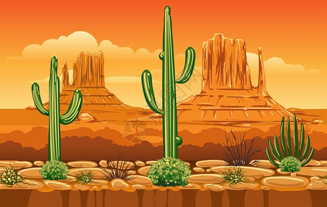 西部山脉景观游戏卡通背景图片