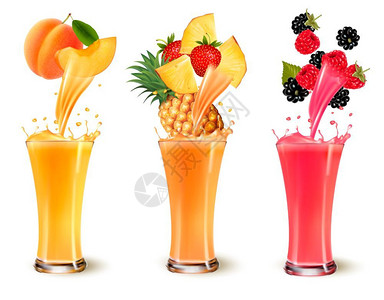 苹果菠萝草莓果汁饮料元素图片