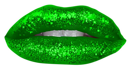 绿色嘴唇和闪亮的绿图片