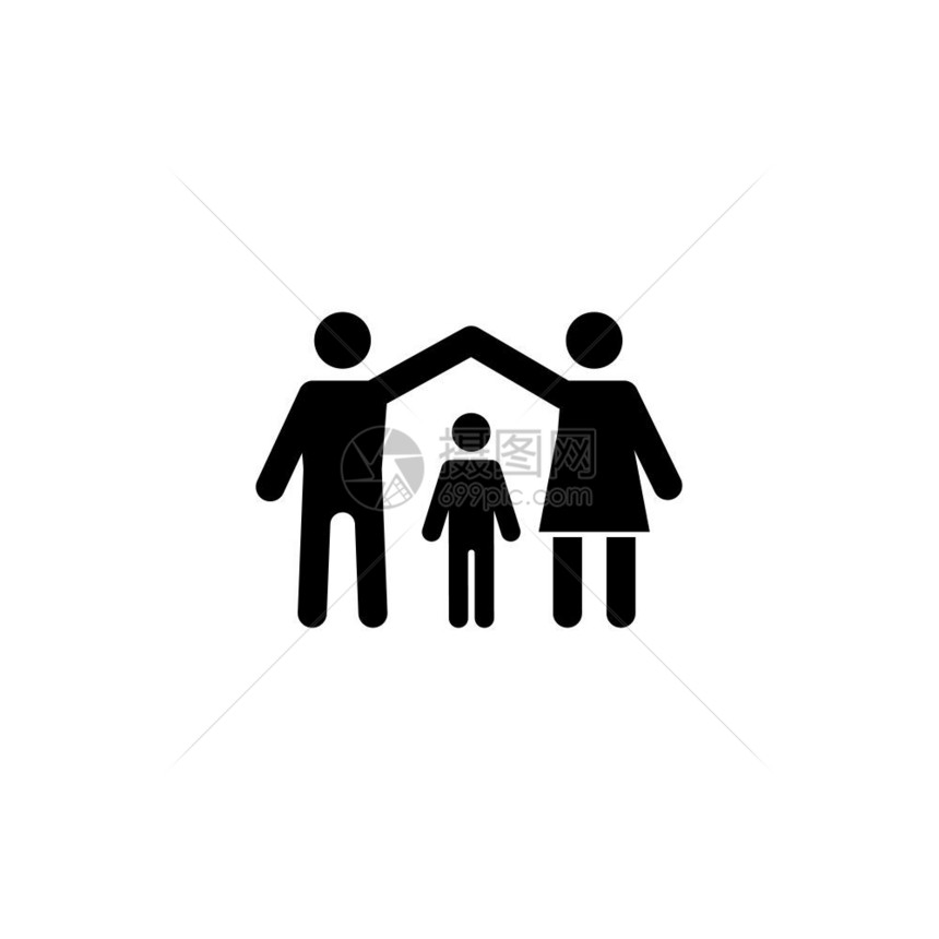 家庭保险图标平面设计孤立说明图片