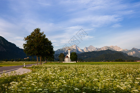 德国巴伐利亚施旺高圣科洛曼教堂全景图片