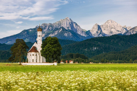 德国巴伐利亚施旺高圣科洛曼教堂全景图片
