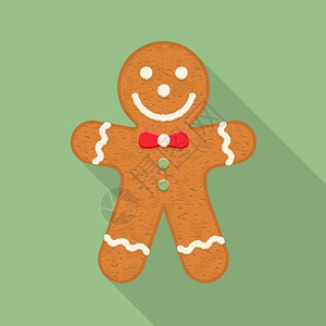 烘烤饼干姜饼人传统的圣诞饼干长阴影的平板设计矢量Eps10插图插画