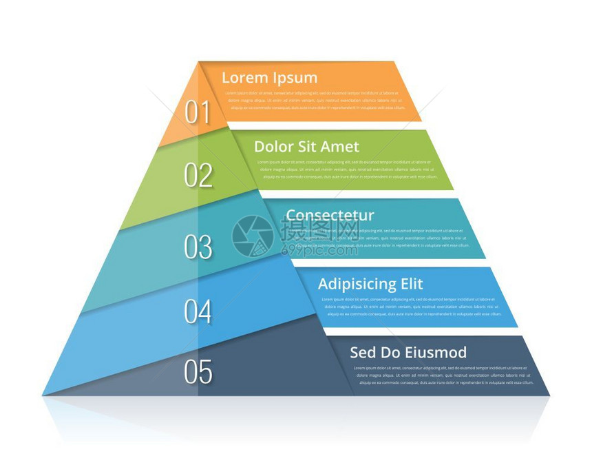 金字塔图包含5个要素的金字塔图包括数和文金塔信息图模版用于演示的金字塔图矢量eps10插图图片