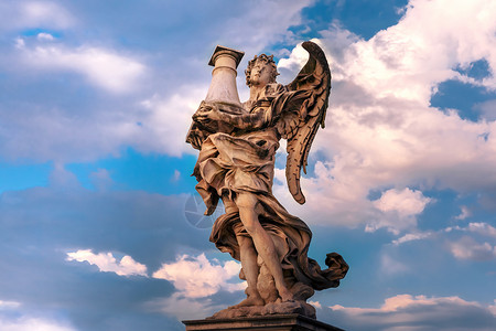 意大利罗马圣天使桥上的雕像圣桥上的十个之一圣桥上的雕像的象征意大利罗马背景图片