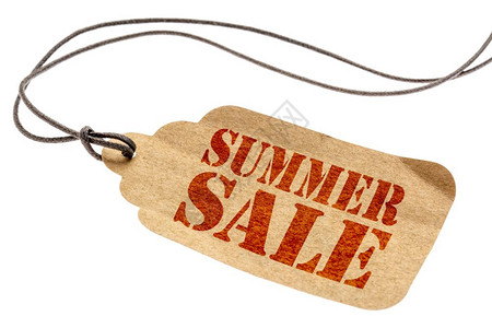 夏季销售标志纸面价格标签白纸上隔着一条绳子背景图片