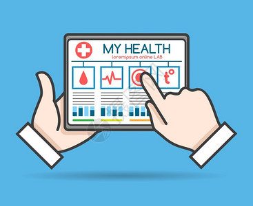 表板远程保健概念医生监测保健或移动医疗帮助病媒说明图片