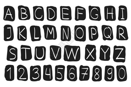 手画字体矢量母和数背景图片