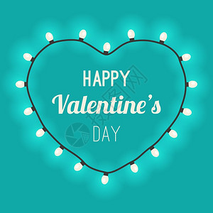 灯光心脏泡灯光心脏泡在蓝底背景上祝贺情人节和日图片