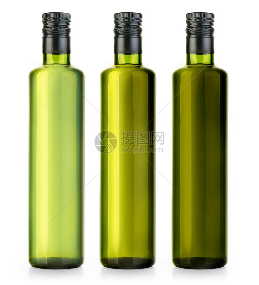 白上孤立的橄榄油瓶有剪切路径图片