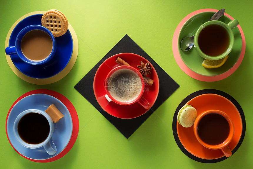 咖啡茶叶和可纸质色彩多的背景图片