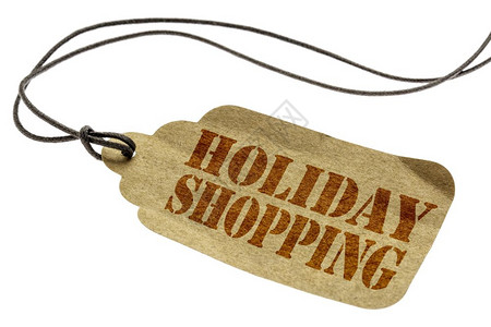 假日购物标志一张纸面价格标签上有白孤立的麻绳图片