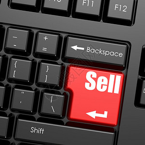 计算机键盘上的红色输入按钮销售单词商业概念3D投影图片