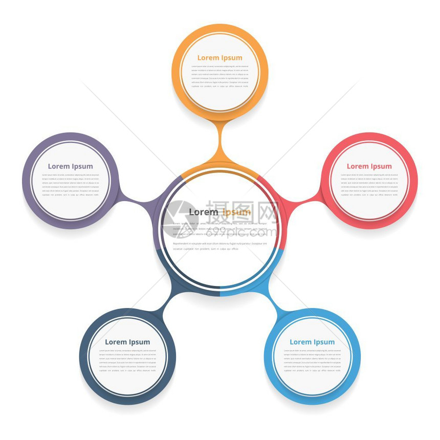 五元素圆形图包含五个元素步骤或选项流程图工作模板矢量eps10插图图片