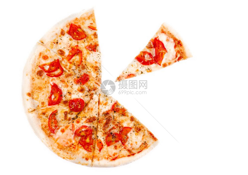 白色背景上孤立的比萨饼图片