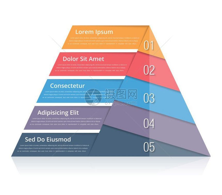金字塔图包含5个要素的金字塔图包括数和文金塔信息图模版用于演示的金字塔图矢量eps10插图图片