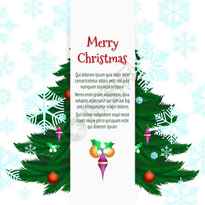 圣诞树雪花横幅装饰圣诞树雪花和装饰标语设计图片