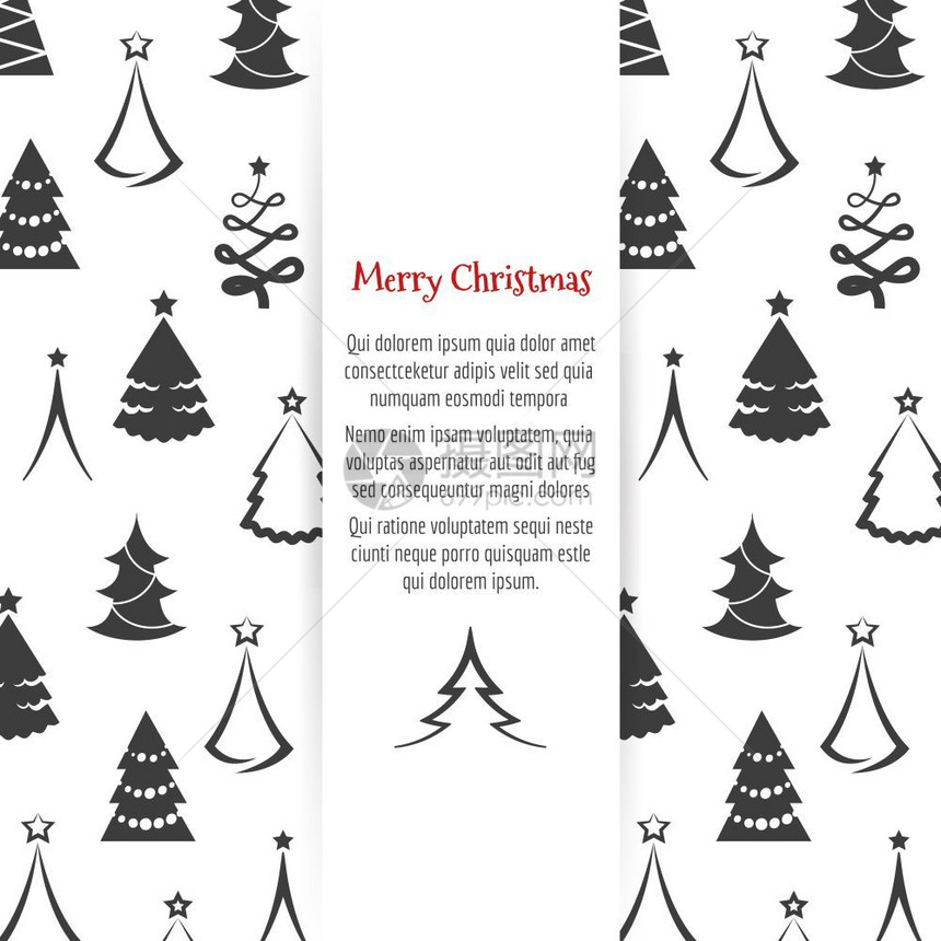 圣诞快乐有树的海报快乐有树的海报或背景明信片设计矢量插图图片