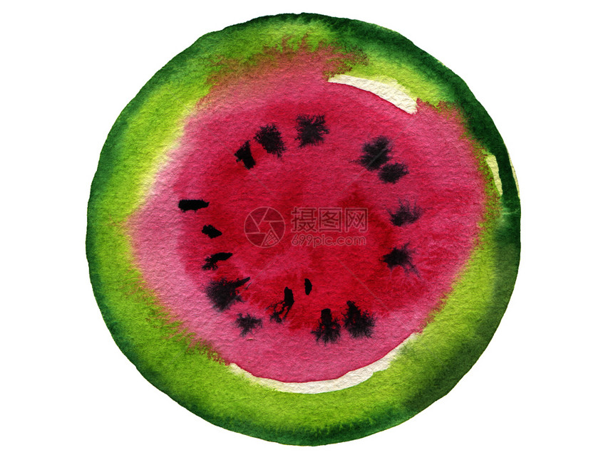 西瓜水果圆彩色的按钮背景质纸孤立的图片