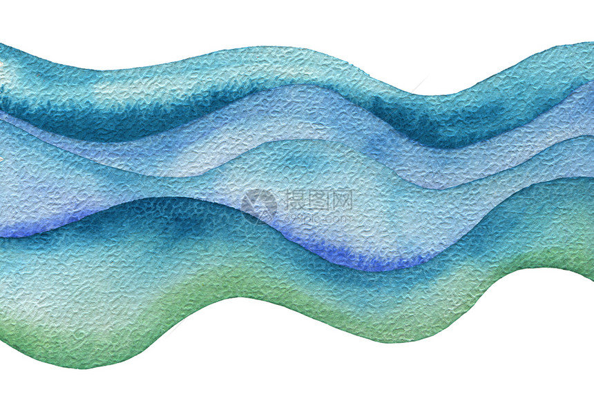 抽象波浪水彩画背景纸张纹理孤立图片
