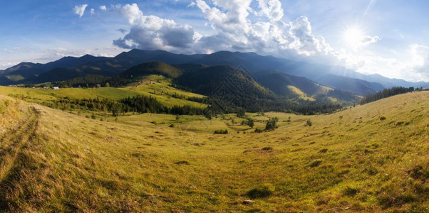 夏季山区农村景观全乌克兰喀尔巴阡山图片